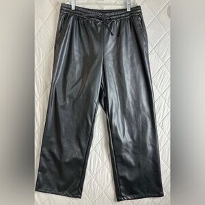 GAP Vegan Leather Black Track Pants for Women